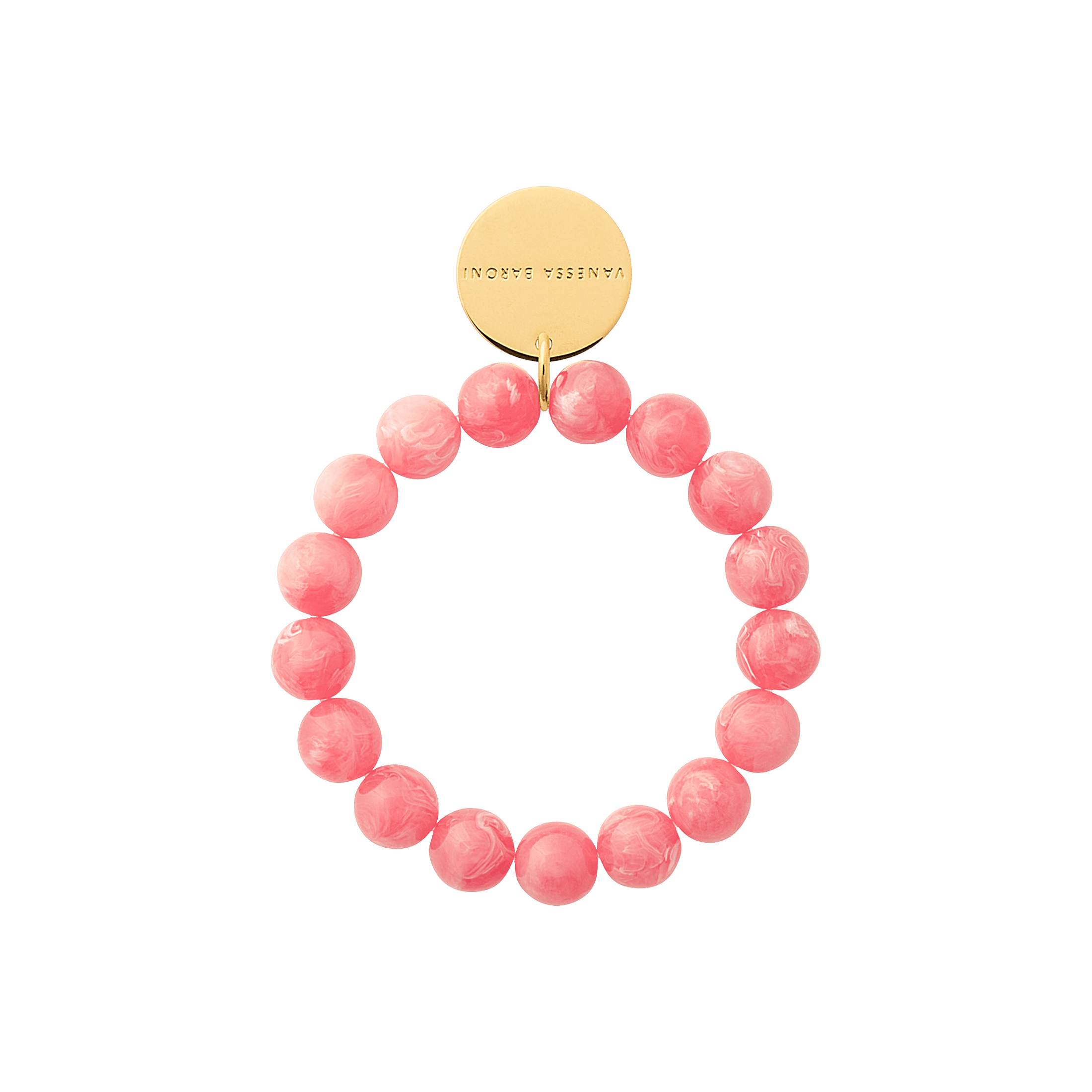 Vanessa Baroni Armband Mini Beads Flex, watermelon marble, vergoldet