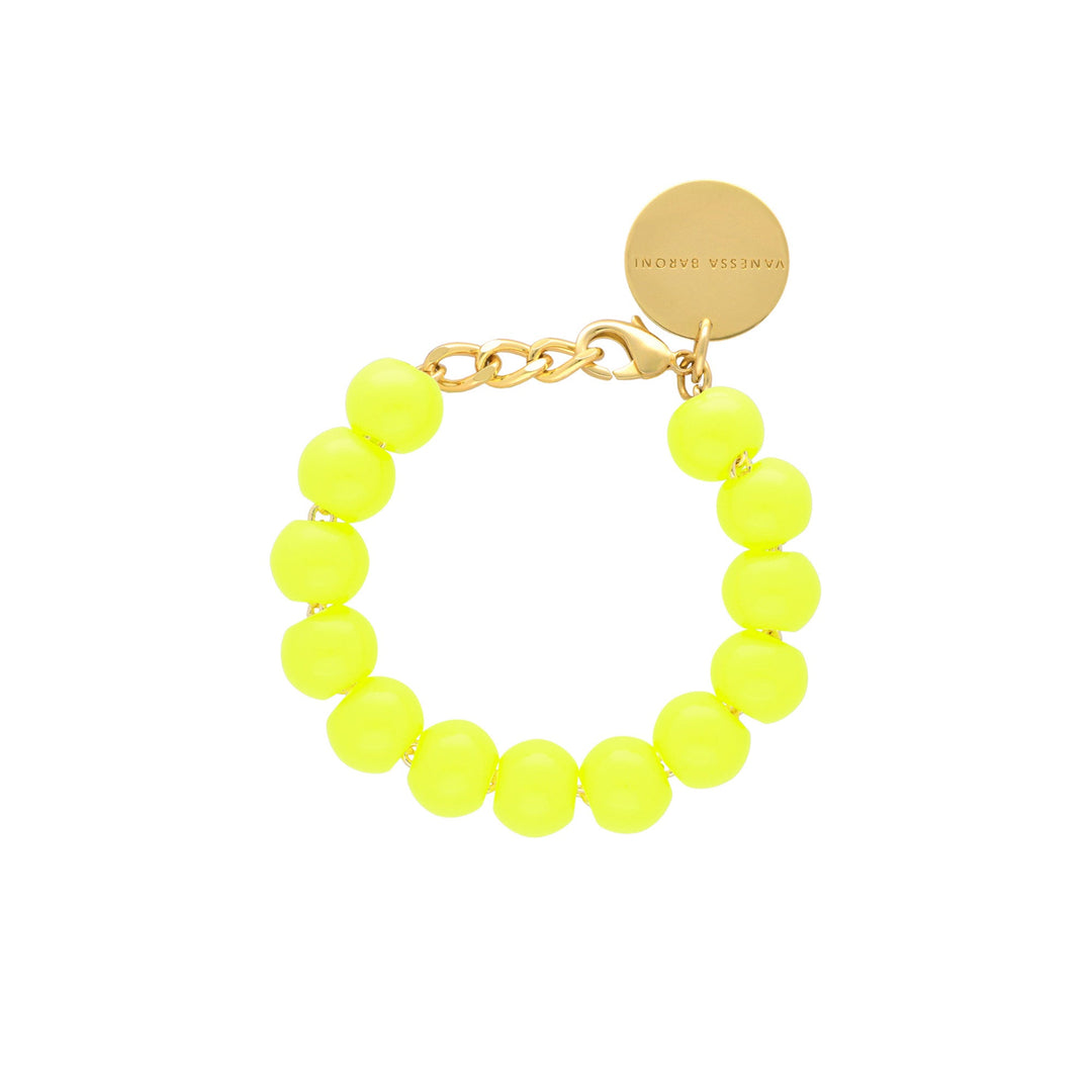 Vanessa Baroni Armband Mini Beads, neon yellow, vergoldet