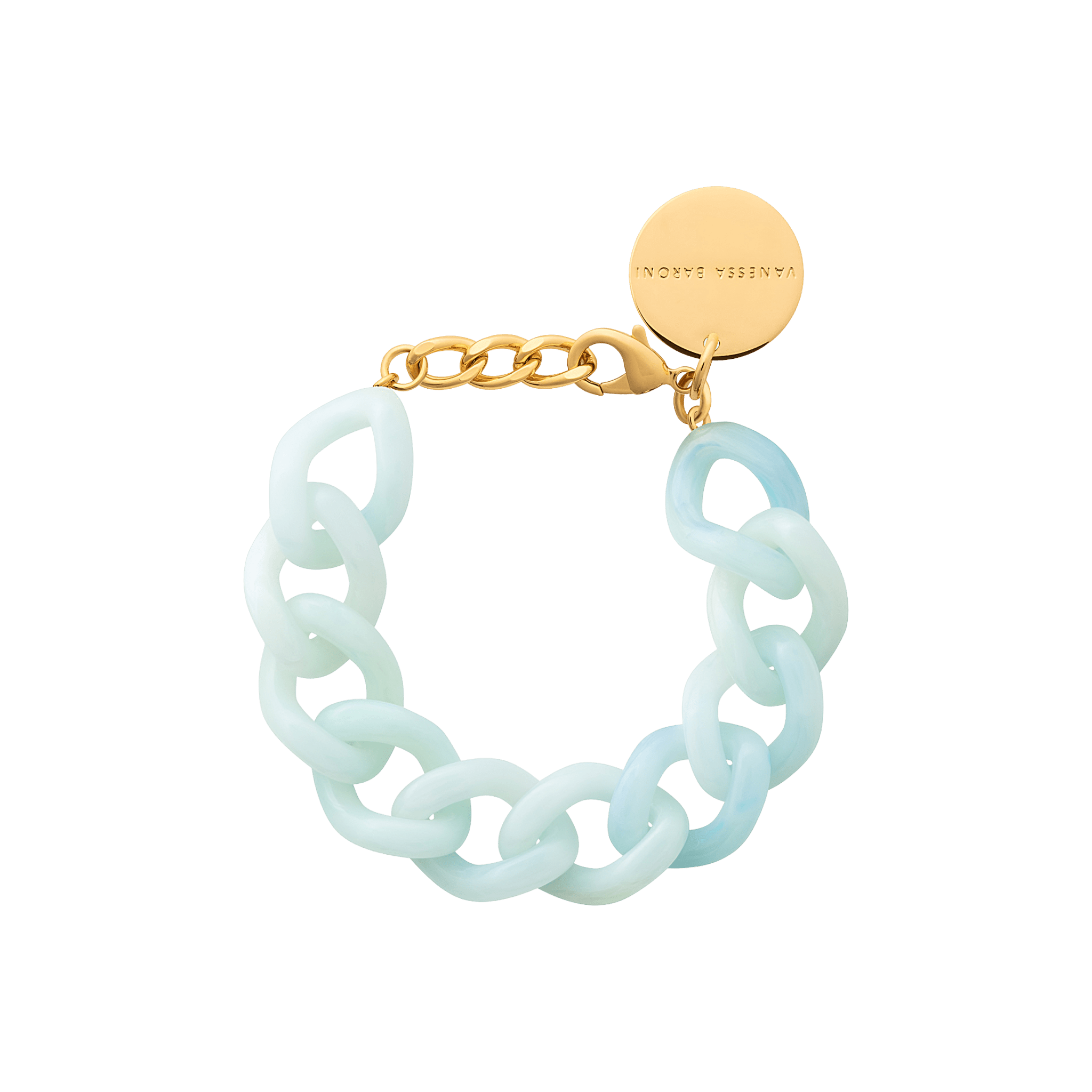 Vanessa Baroni Armband Mini Flat Chain, cloud marble, vergoldet