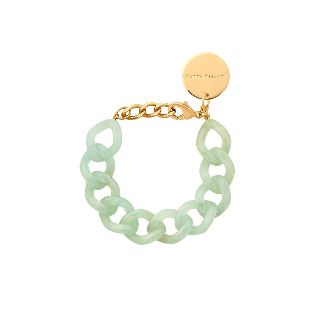 Vanessa Baroni Armband Mini Flat Chain, jade, vergoldet