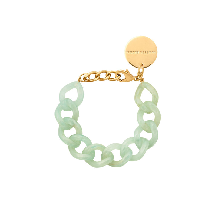 Vanessa Baroni Armband Mini Flat Chain, jade, vergoldet