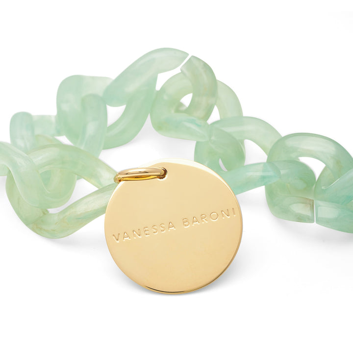Vanessa Baroni Armband Mini Flat Chain, jade, vergoldet
