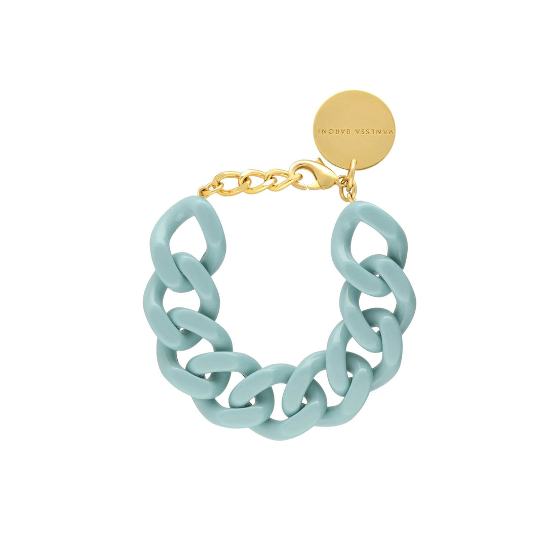 Vanessa Baroni Armband Mini Flat Chain, light blue, vergoldet