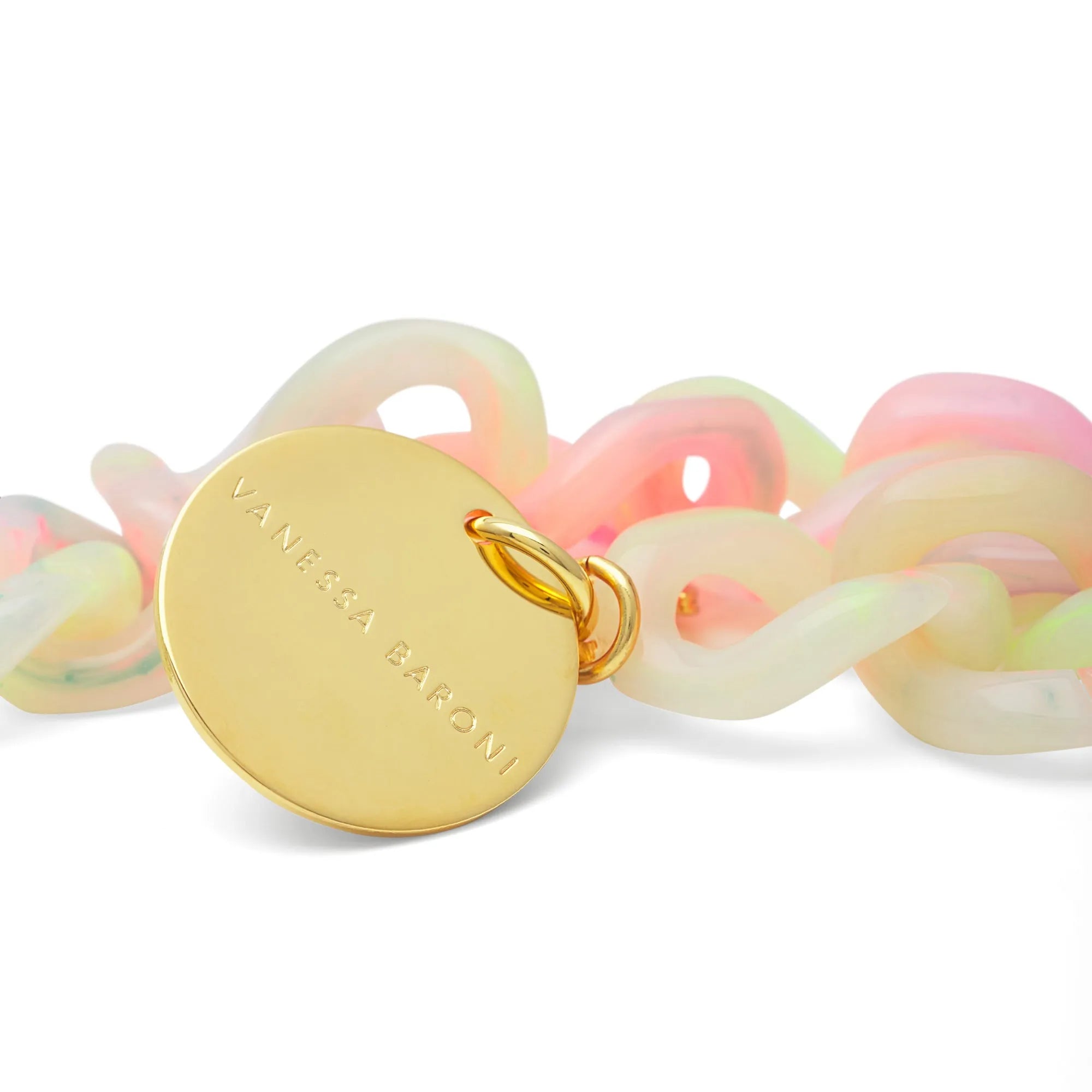 Vanessa Baroni Armband Mini Flat Chain, neon rainbow, vergoldet