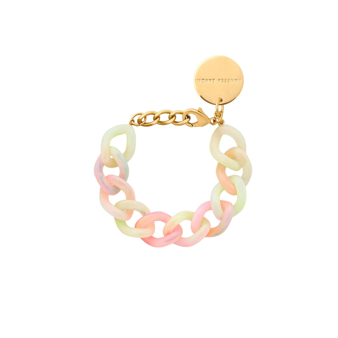 Vanessa Baroni Armband Mini Flat Chain, neon rainbow, vergoldet