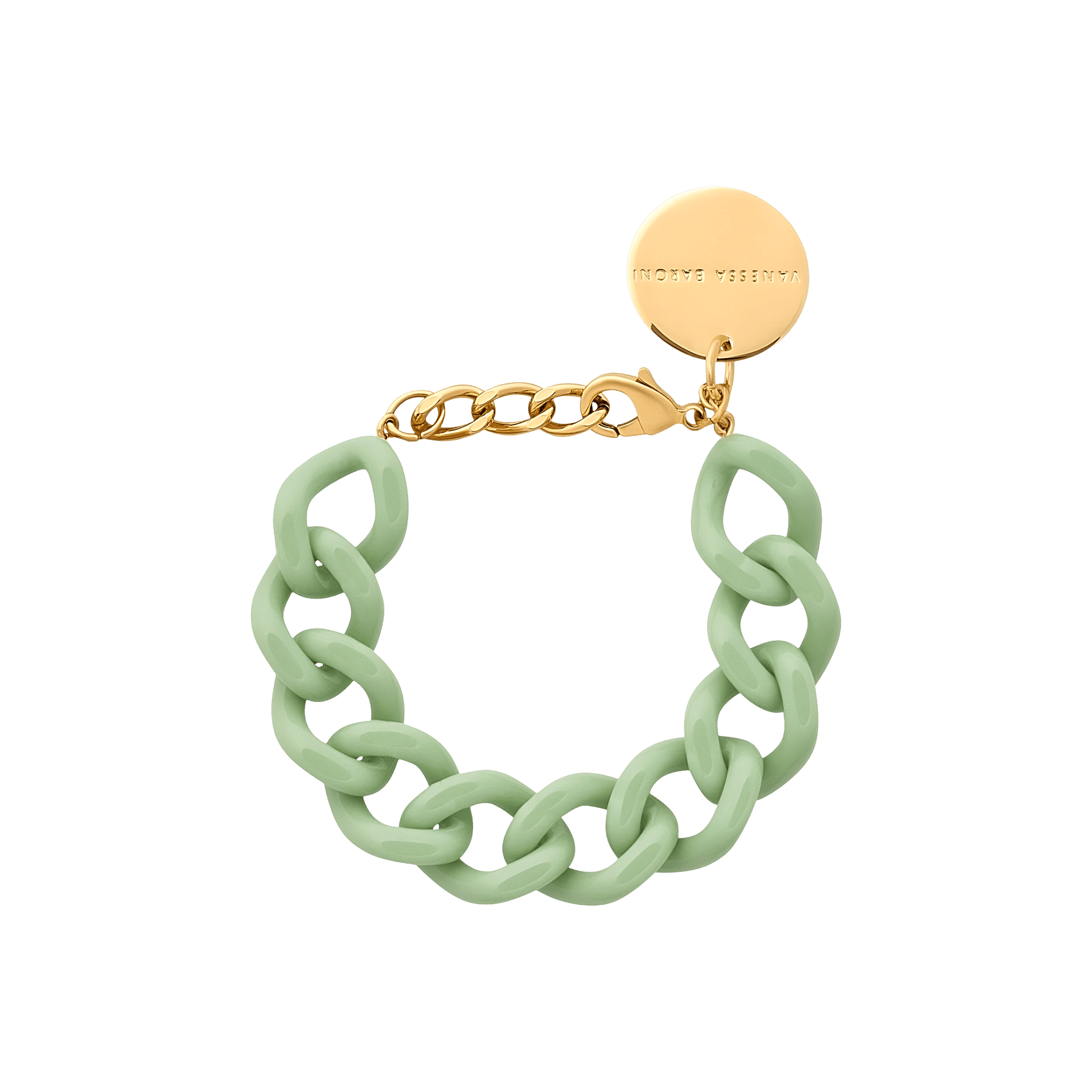 Vanessa Baroni Armband Mini Flat Chain, pistachio, vergoldet
