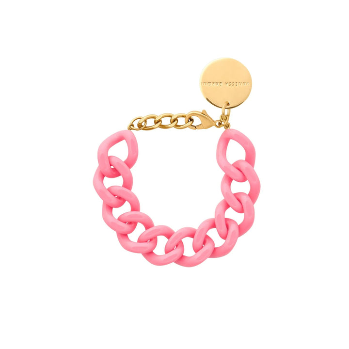 Vanessa Baroni Armband Mini Flat Chain, raspberry, vergoldet