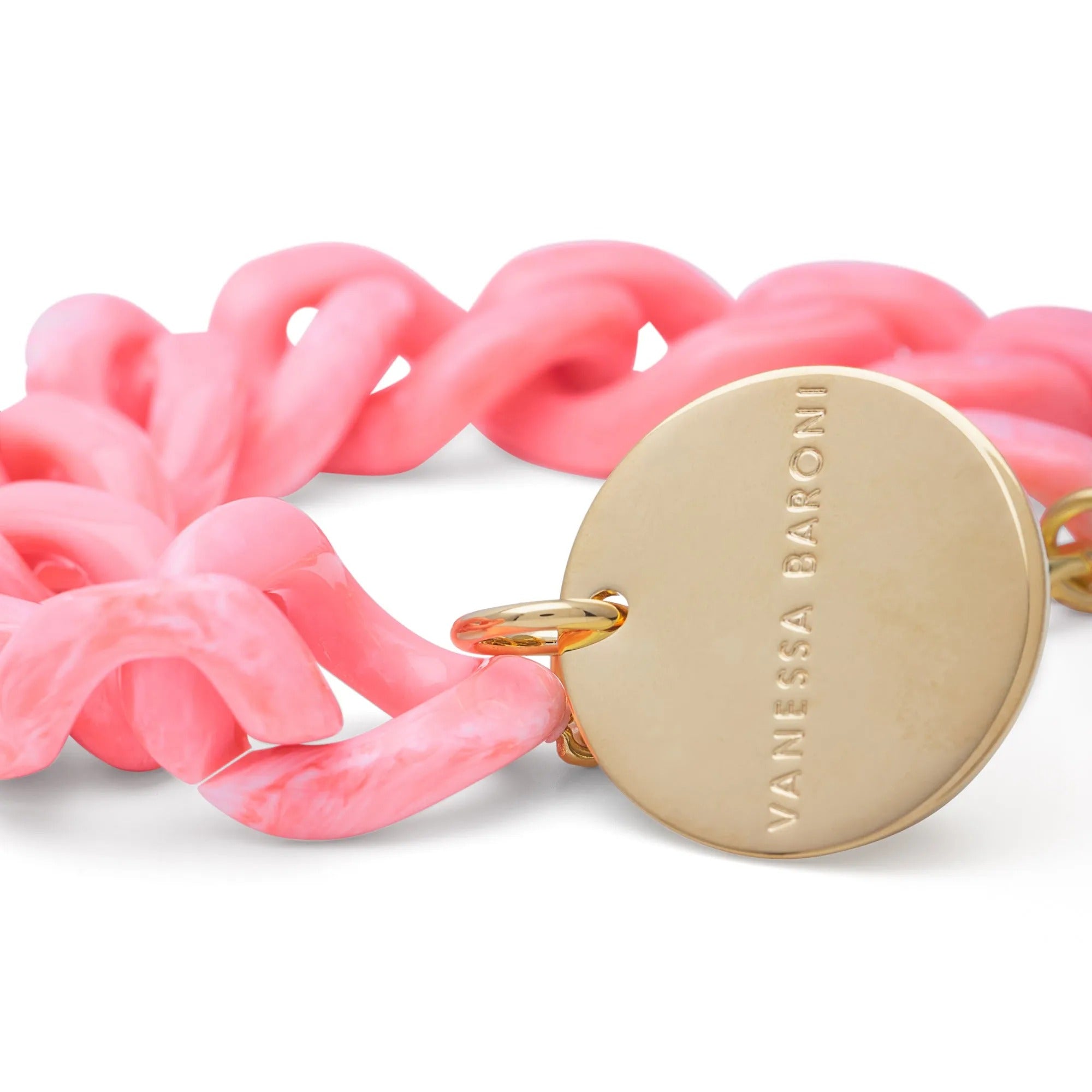 Vanessa Baroni Armband Mini Flat Chain, strawberry icecream, vergoldet