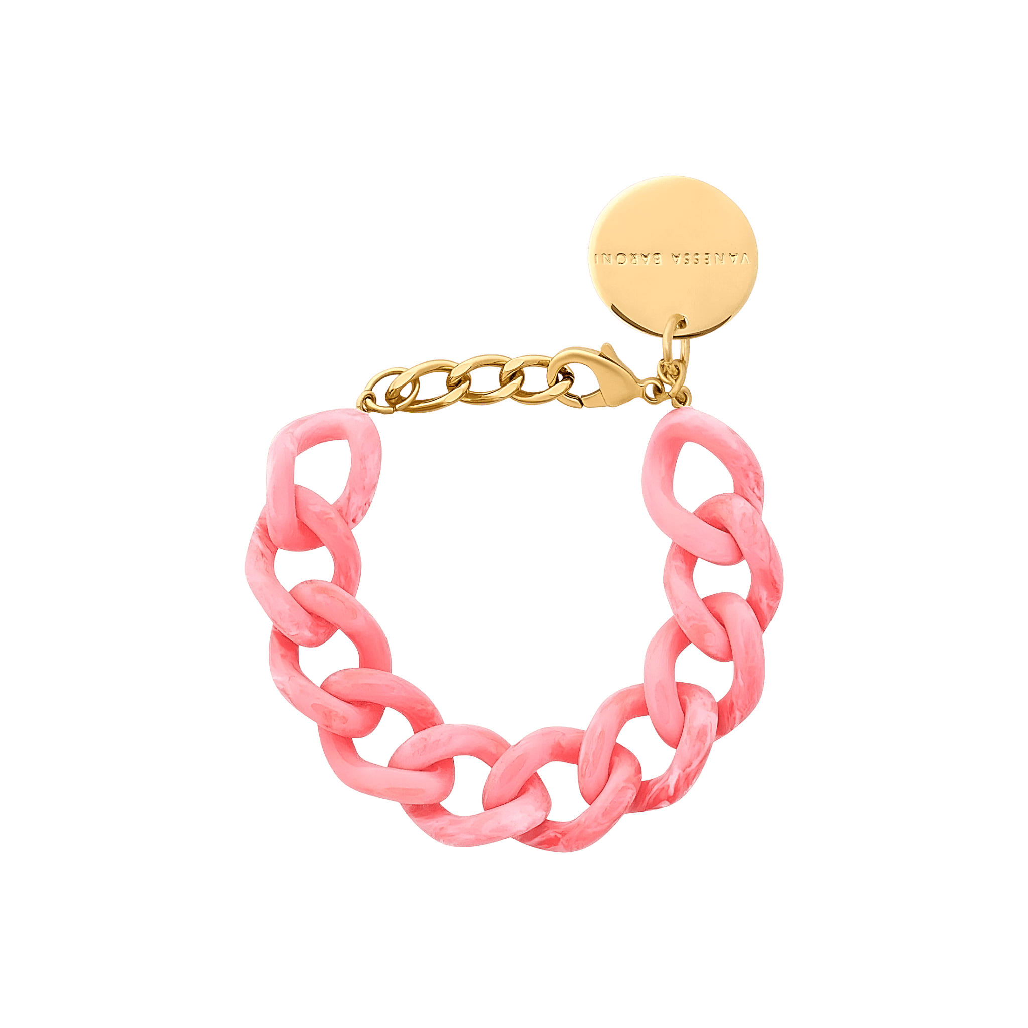 Vanessa Baroni Armband Mini Flat Chain, strawberry icecream, vergoldet