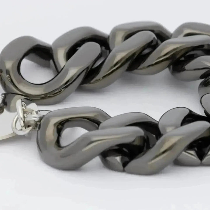 Vanessa Baroni Armband Mini Flat Chain, ultrablack, versilbert