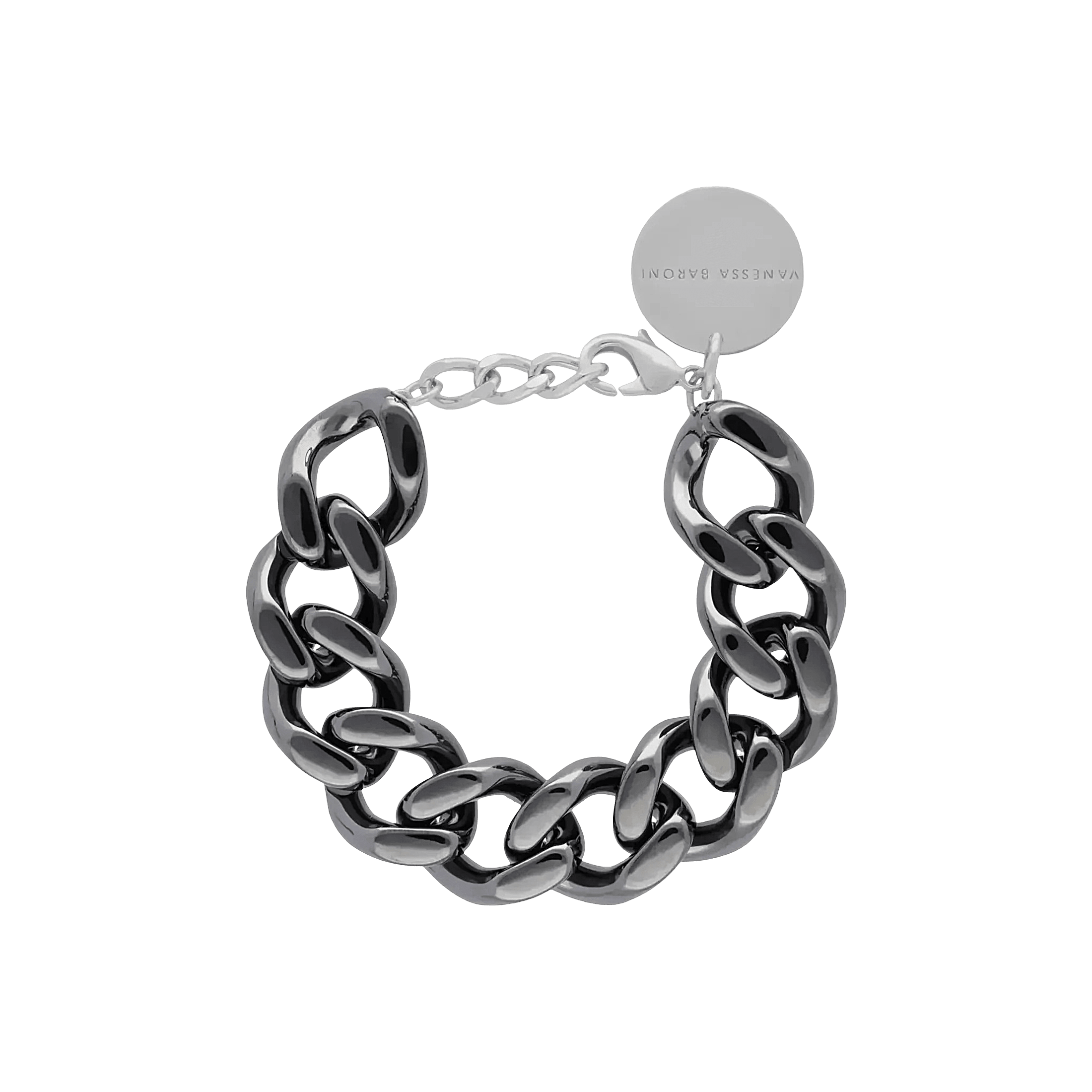 Vanessa Baroni Armband Mini Flat Chain, ultrablack, versilbert