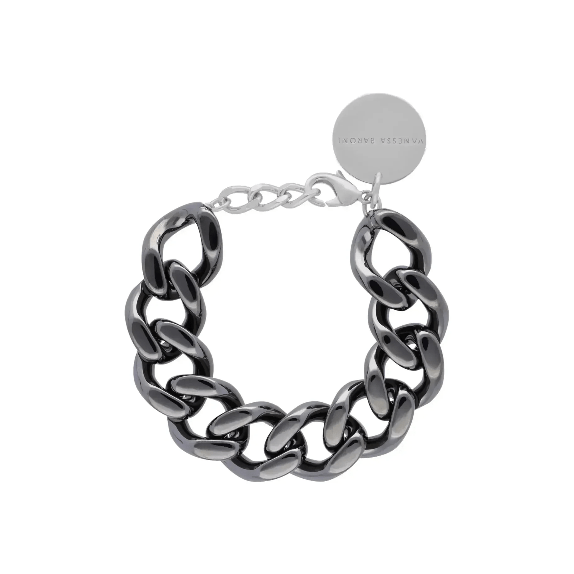 Vanessa Baroni Armband Mini Flat Chain, ultrablack, versilbert
