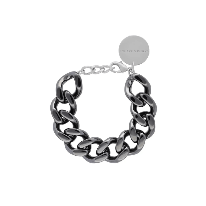 Vanessa Baroni Armband Mini Flat Chain, ultrablack, versilbert
