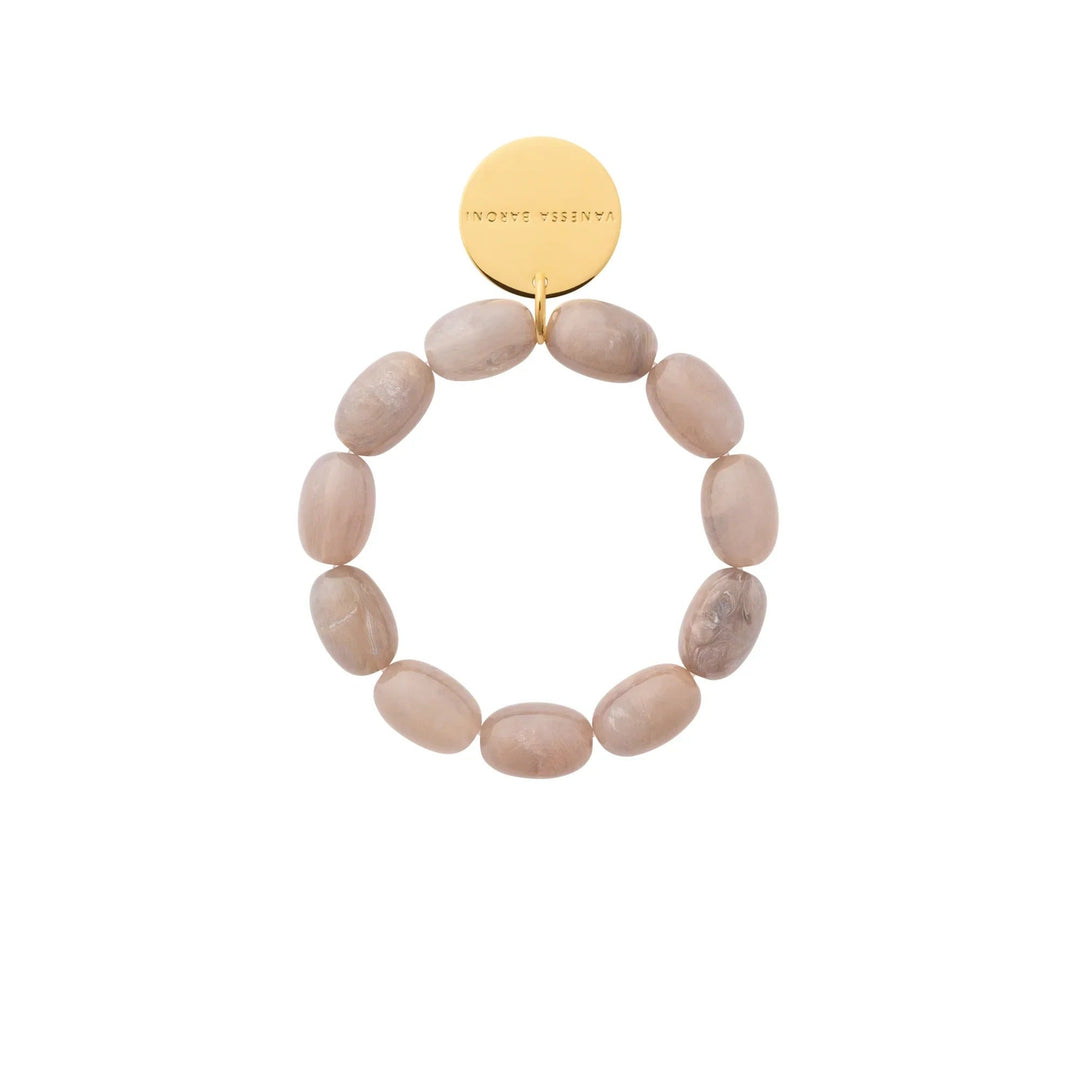 Vanessa Baroni Armband Olive Flex, biancone marble, vergoldet