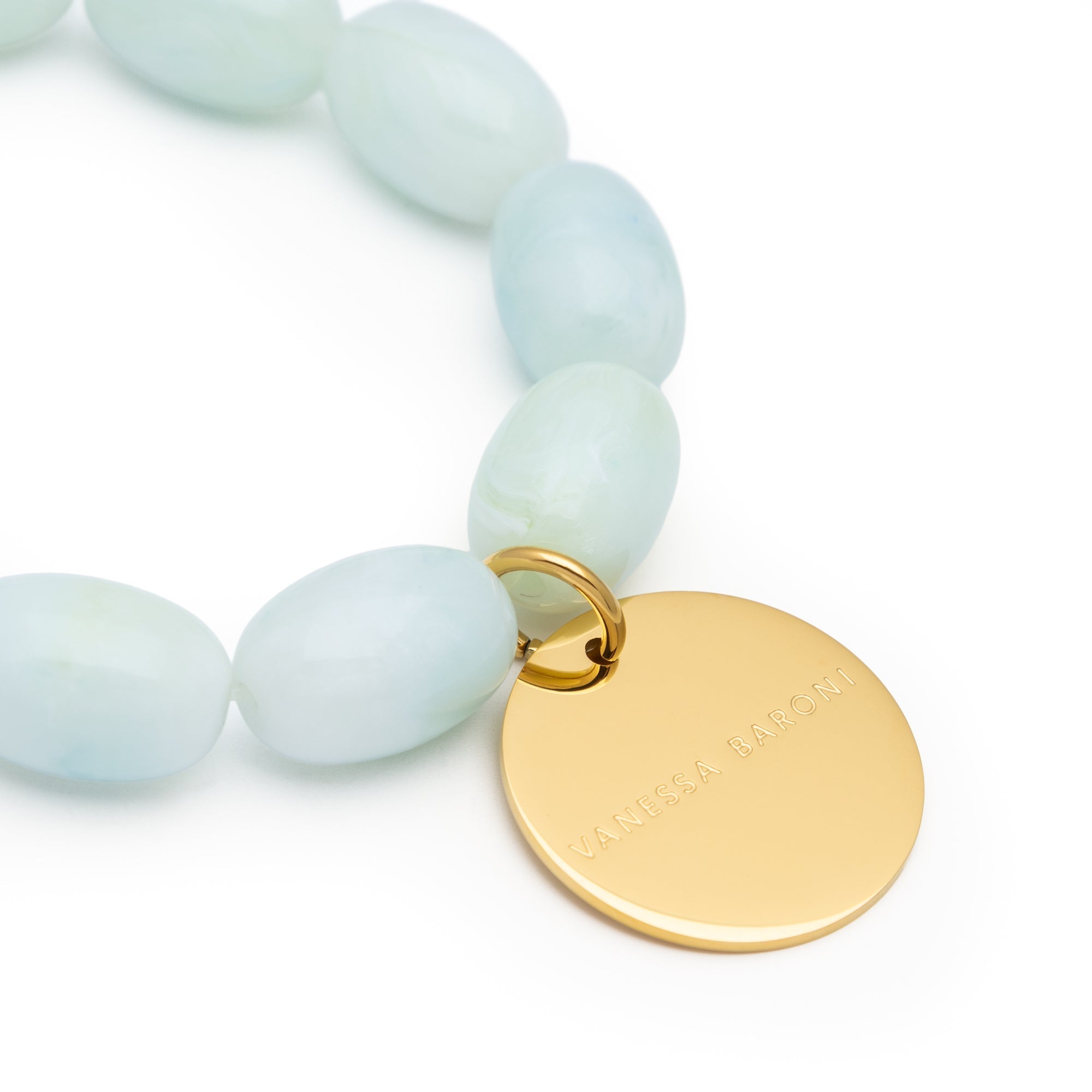 Vanessa Baroni Armband Olive Flex, cloud marble, vergoldet