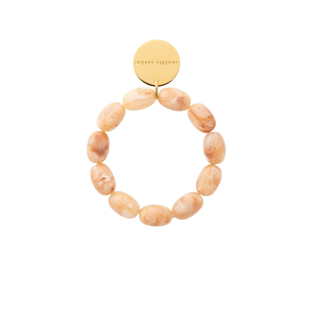 Vanessa Baroni Armband Olive Flex, creme brulee marble, vergoldet