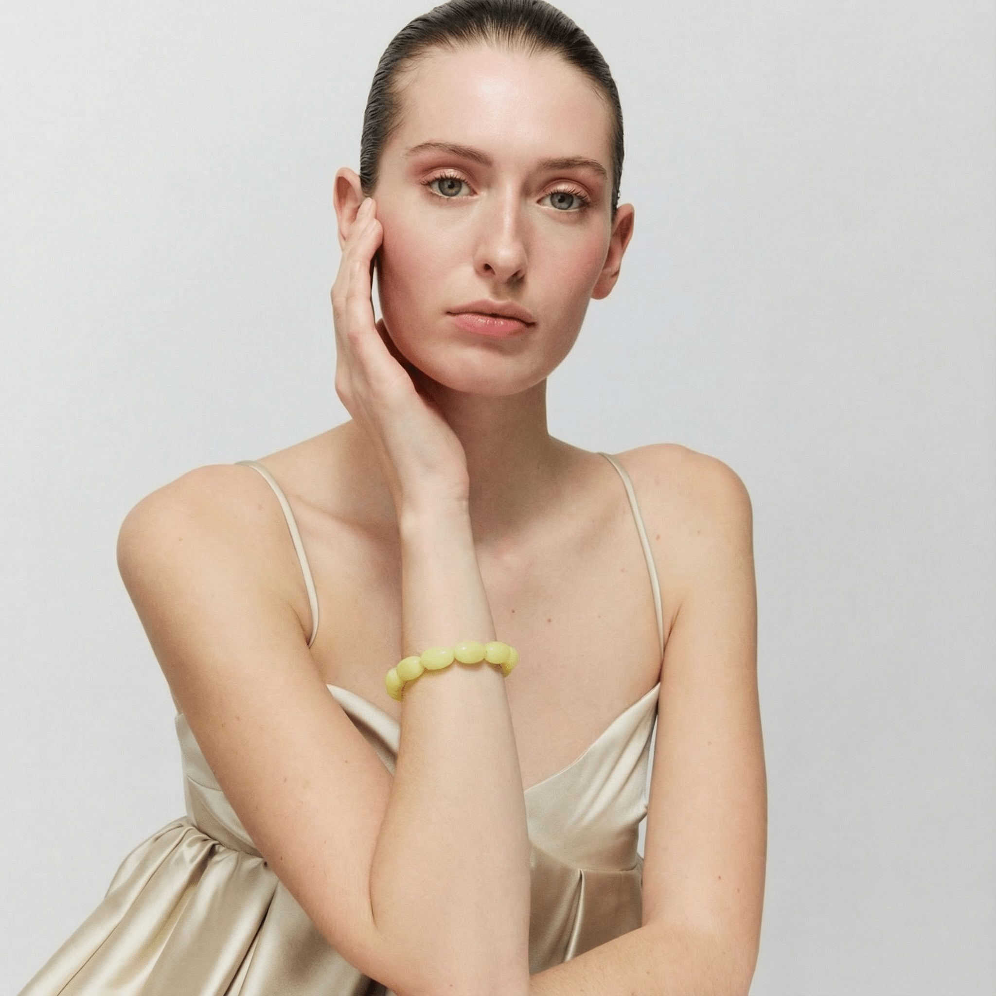 Vanessa Baroni Armband Olive Flex, lemon marble, vergoldet