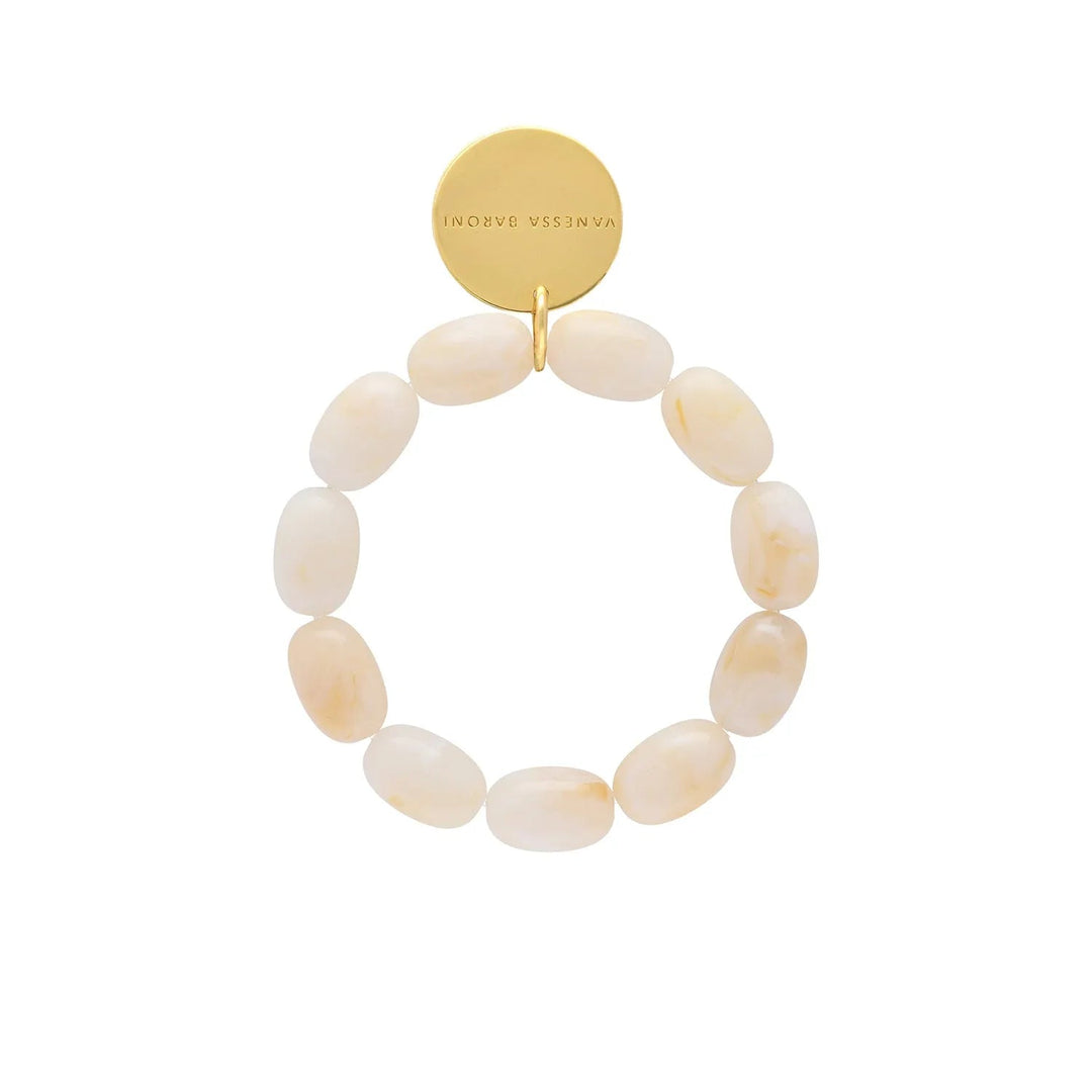 Vanessa Baroni Armband Olive Flex, pearl marble, vergoldet