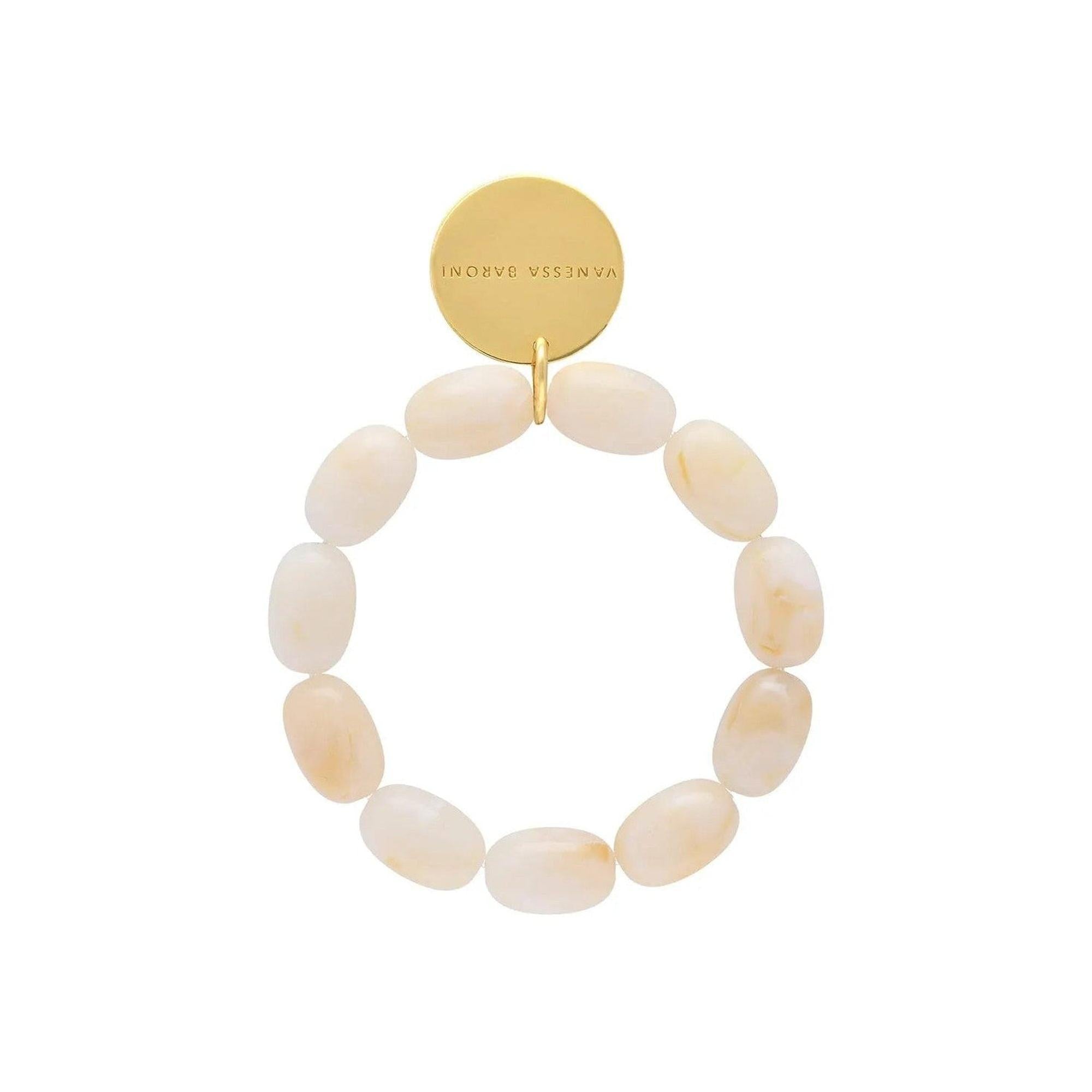 Vanessa Baroni Armband Olive Flex, pearl marble, vergoldet