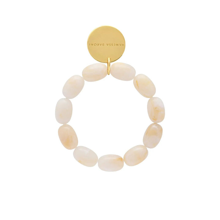Vanessa Baroni Armband Olive Flex, pearl marble, vergoldet