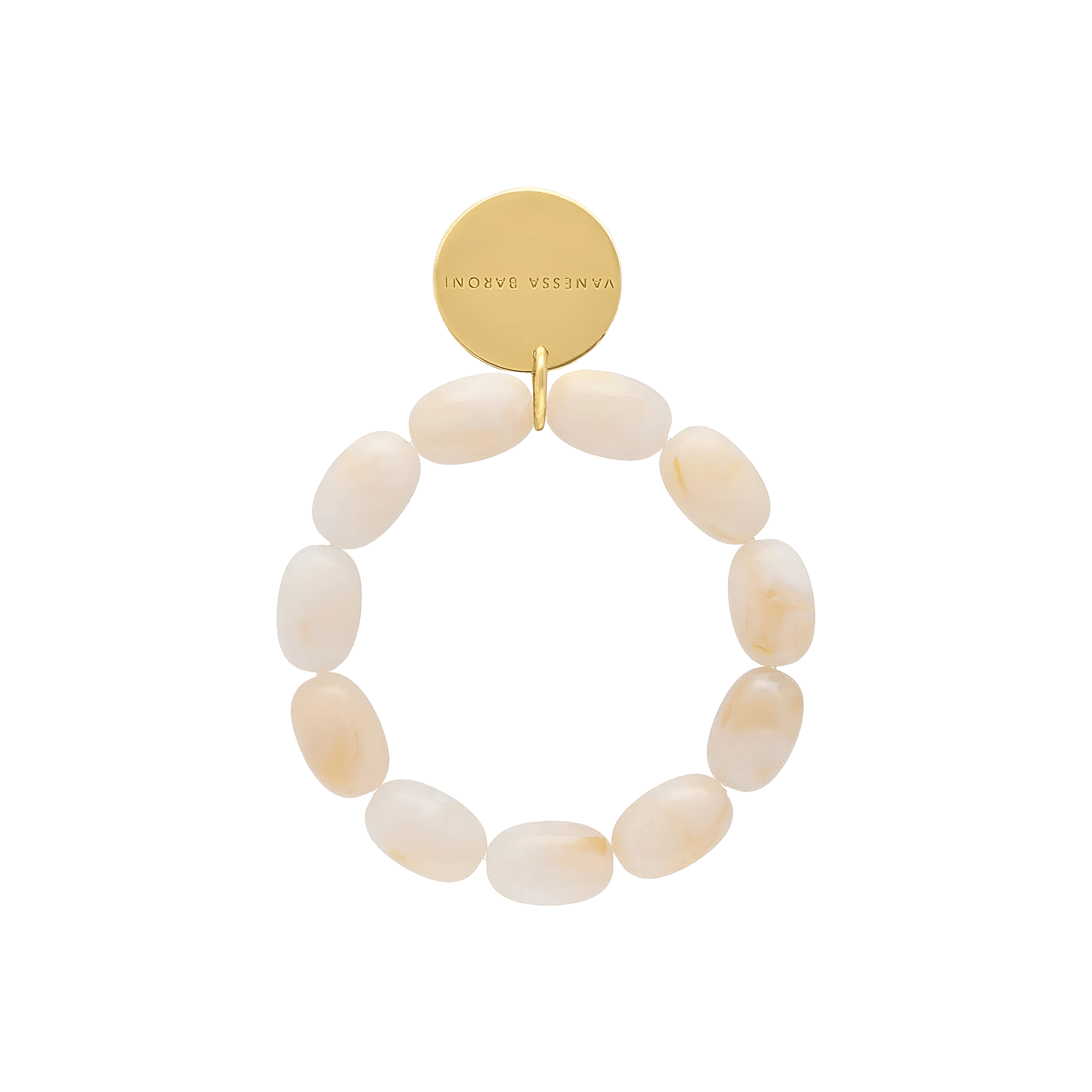 Vanessa Baroni Armband Olive Flex, pearl marble, vergoldet