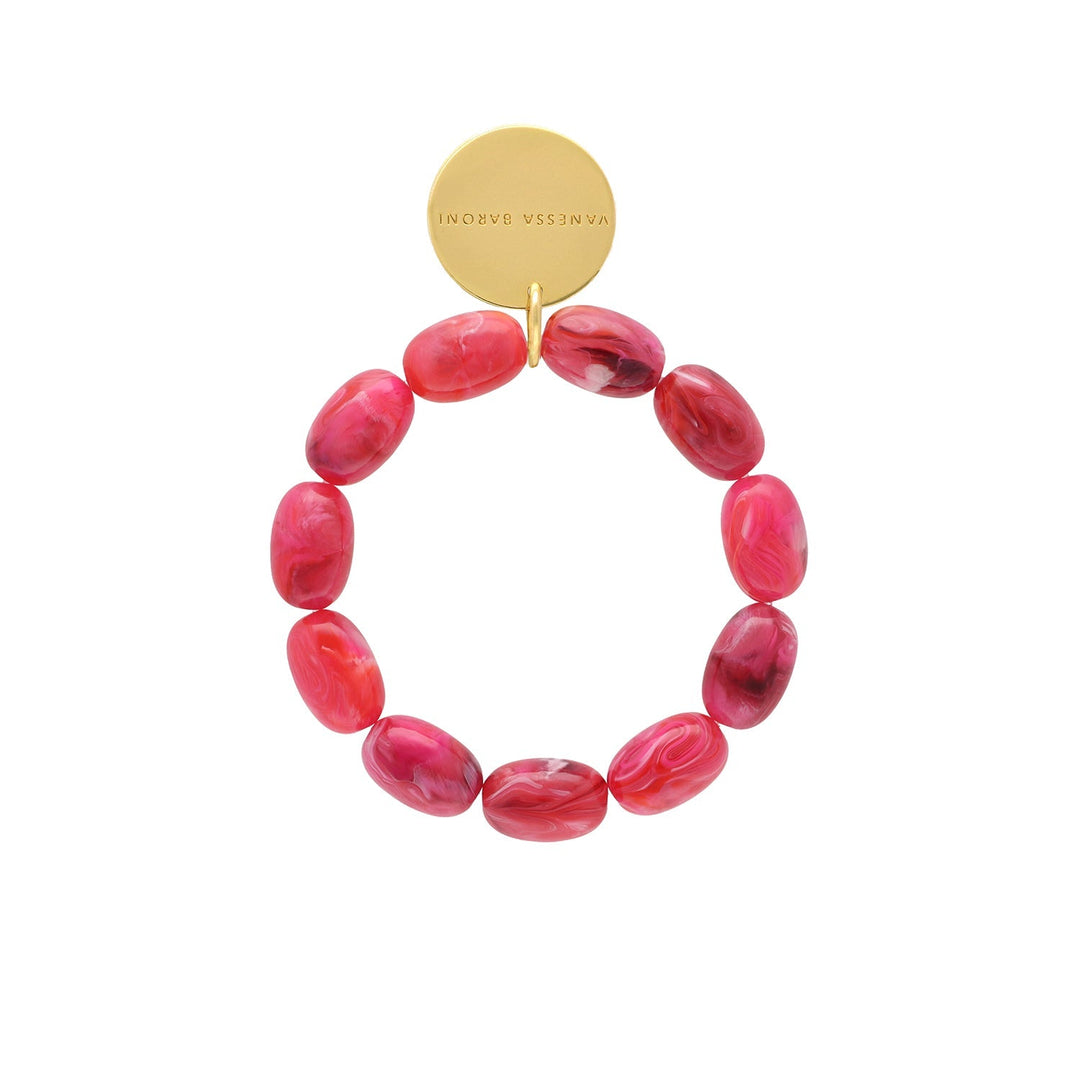 Vanessa Baroni Armband Olive Flex, raspberry marble, vergoldet