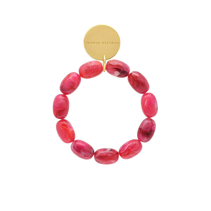 Vanessa Baroni Armband Olive Flex, raspberry marble, vergoldet