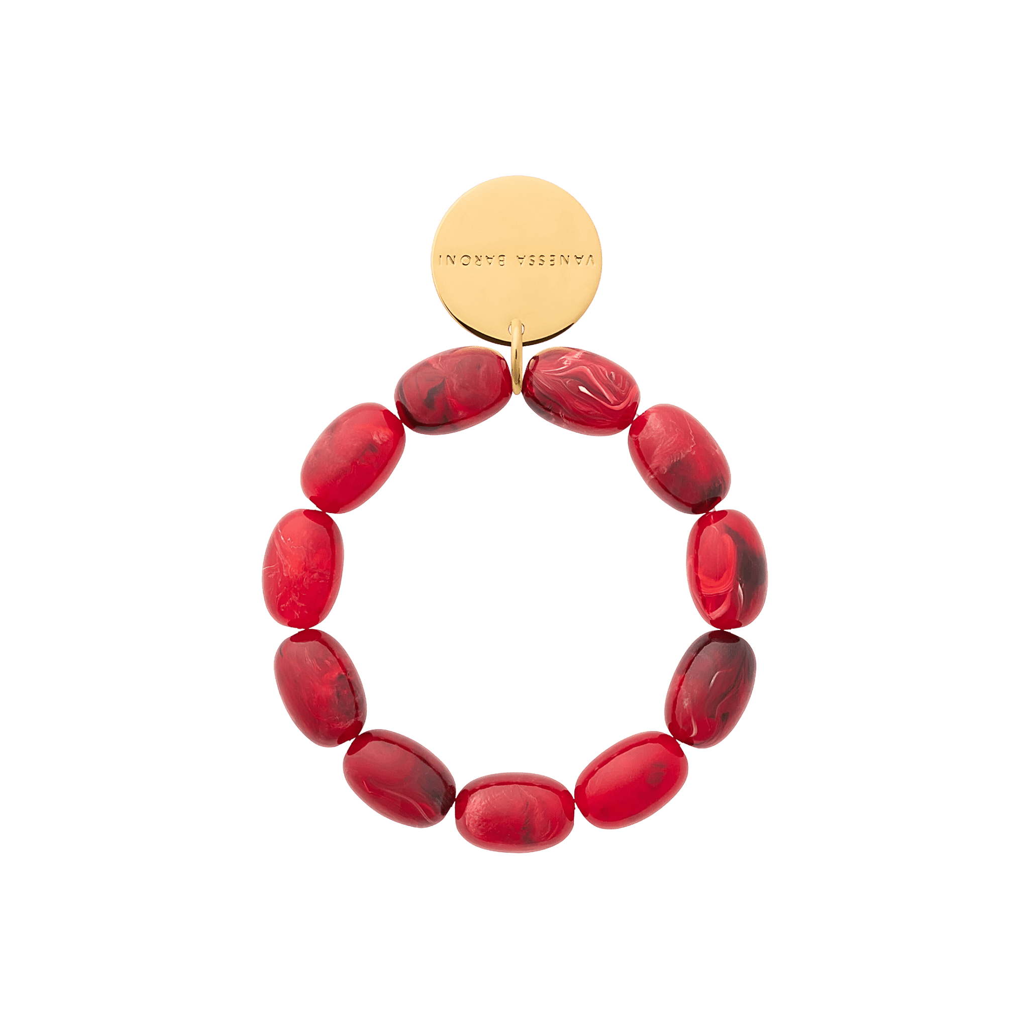 Vanessa Baroni Armband Olive Flex, red marble, vergoldet