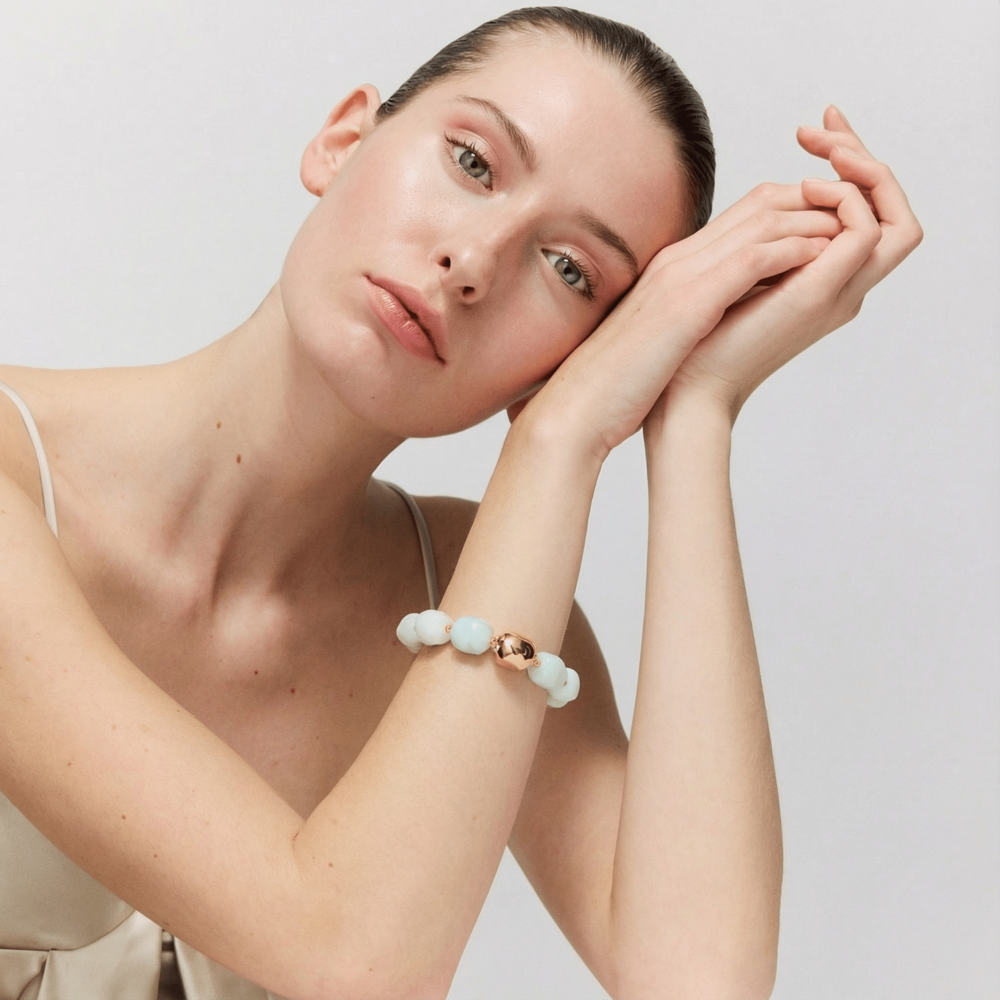 Vanessa Baroni Armband Organic Pearl, cloud marble, vergoldet