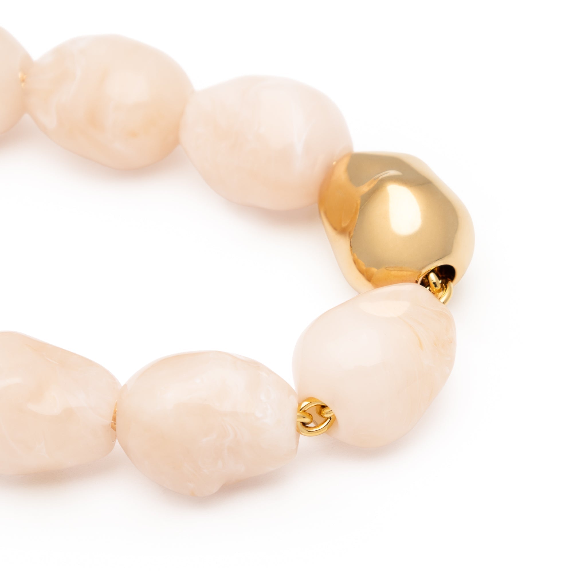 Vanessa Baroni Armband Organic Pearl, latte marble, vergoldet