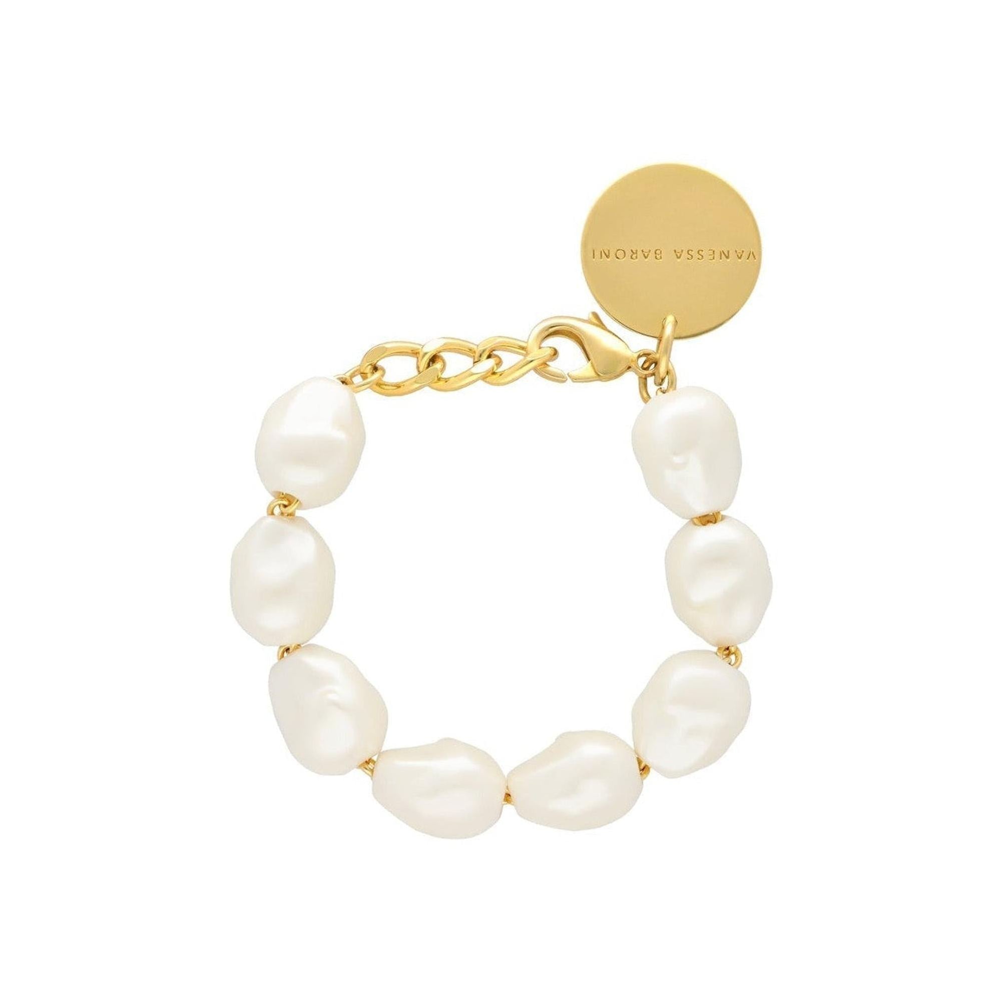 Vanessa Baroni Armband Organic Pearl, pearl, vergoldet