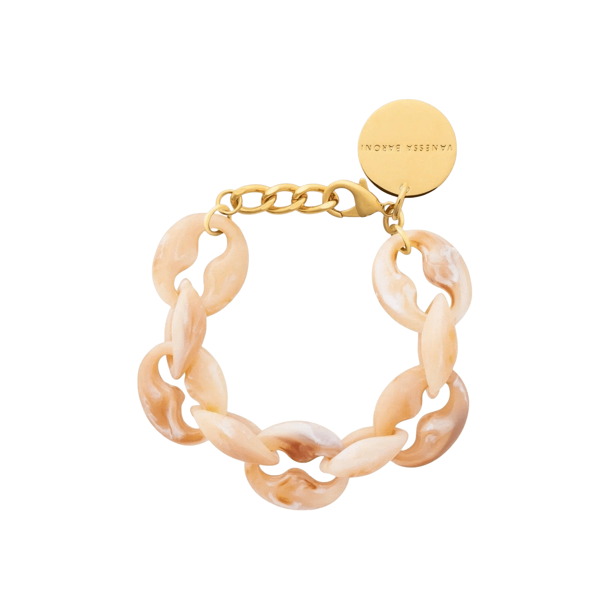 Vanessa Baroni Armband Small Turtle, creme brulee marble, vergoldet