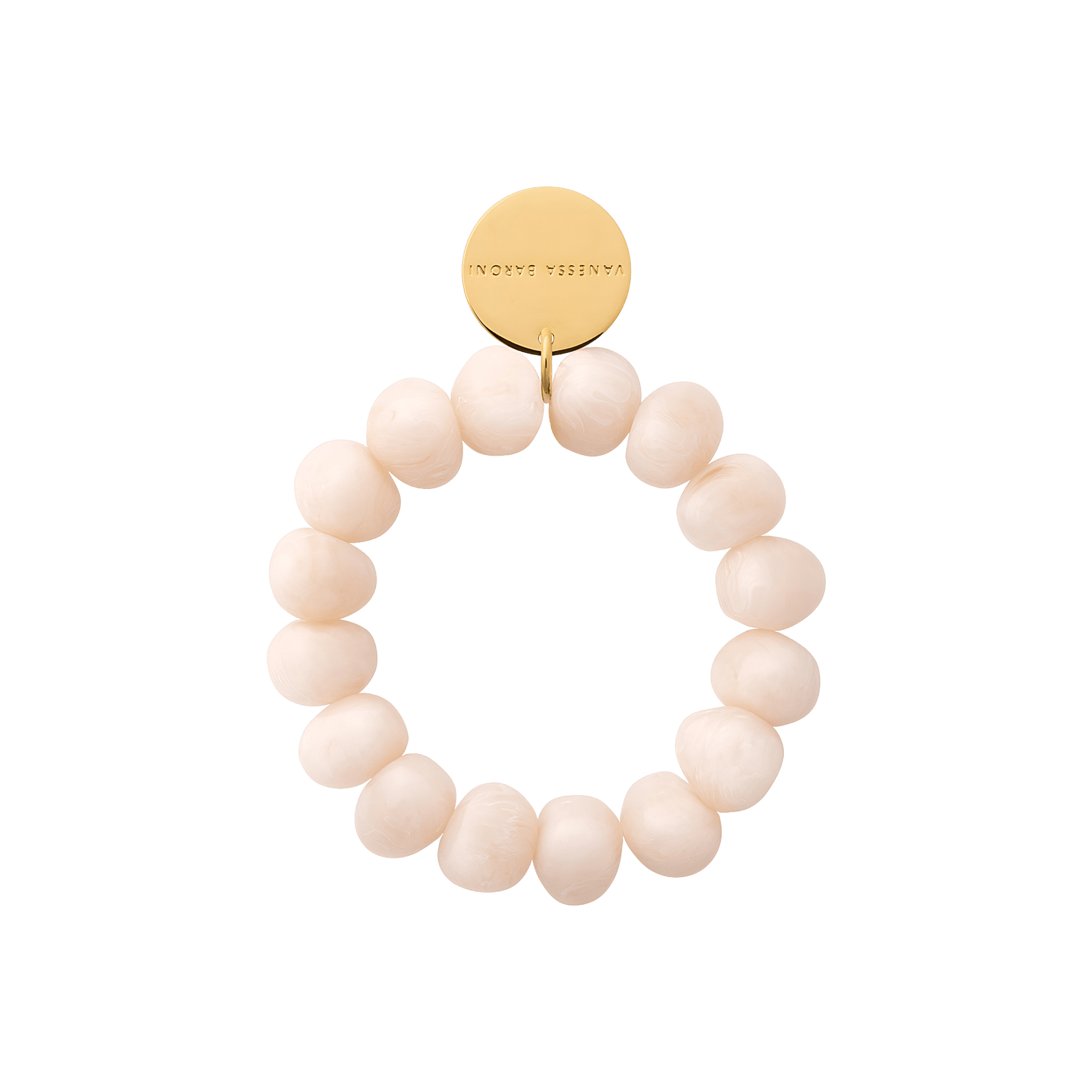 Vanessa Baroni Armband Stone Flex, latte marble, vergoldet