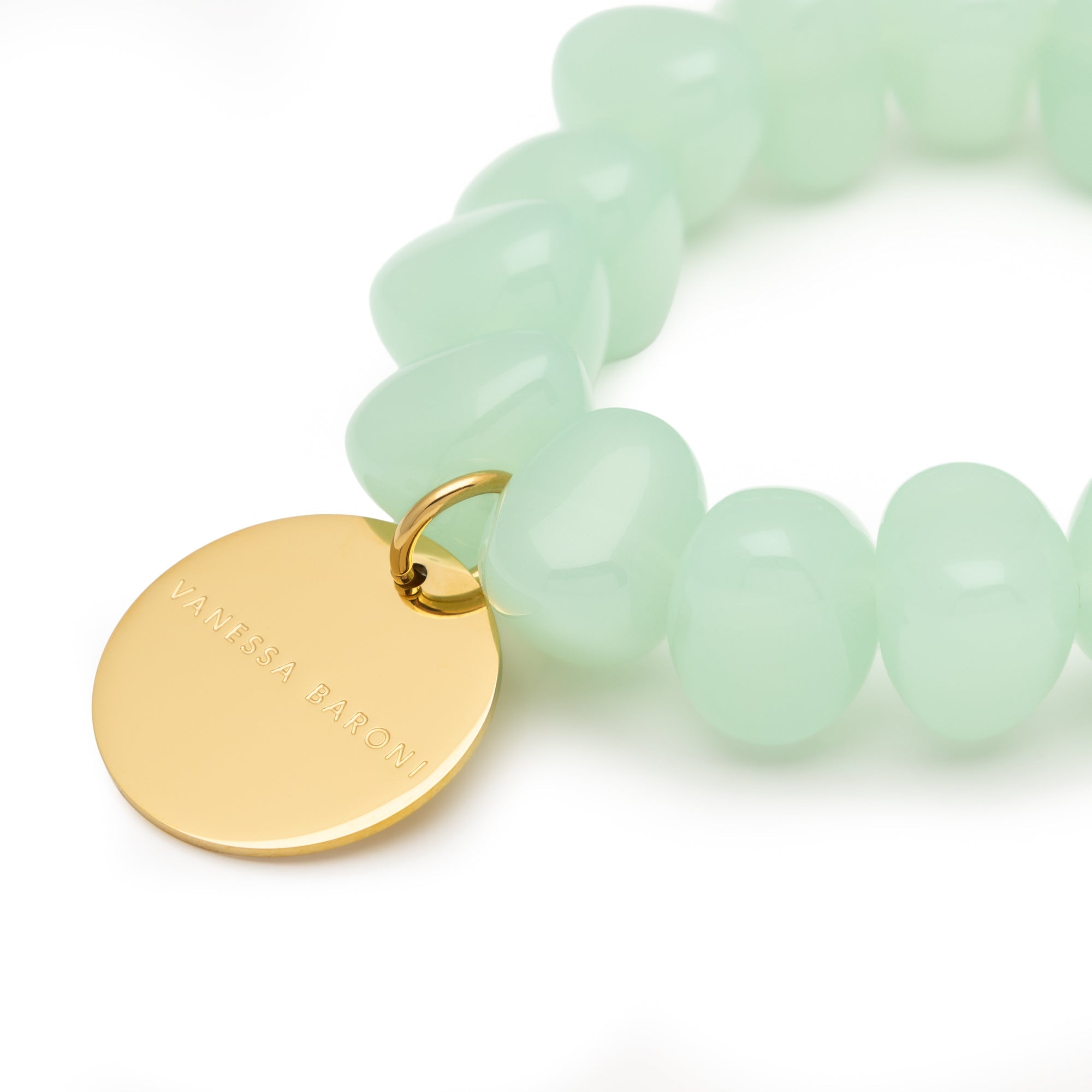 Vanessa Baroni Armband Stone Flex, opaline mint, vergoldet