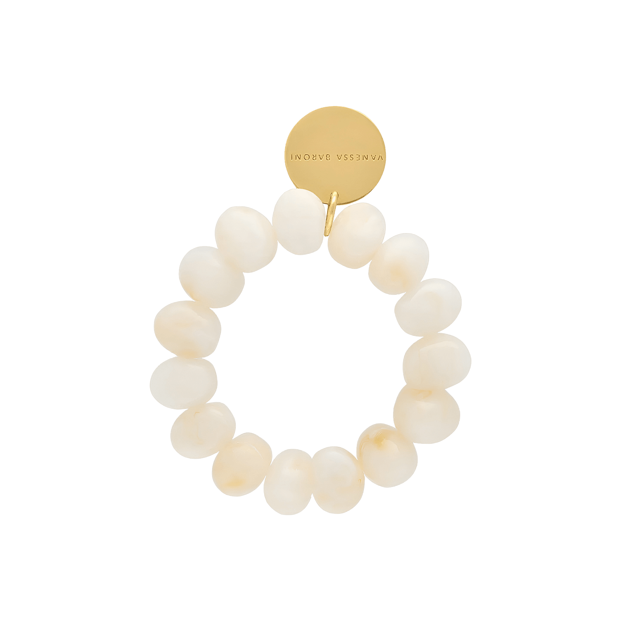 Vanessa Baroni Armband Stone Flex, pearl marble, vergoldet