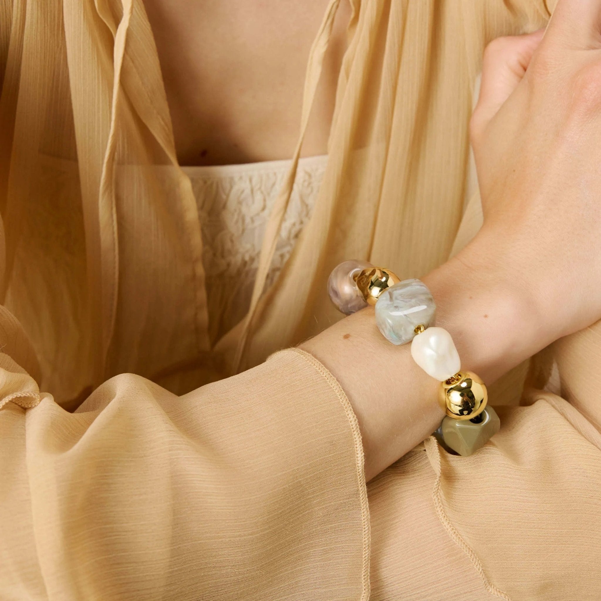 Vanessa Baroni Armband Winter Ibiza, green, vergoldet