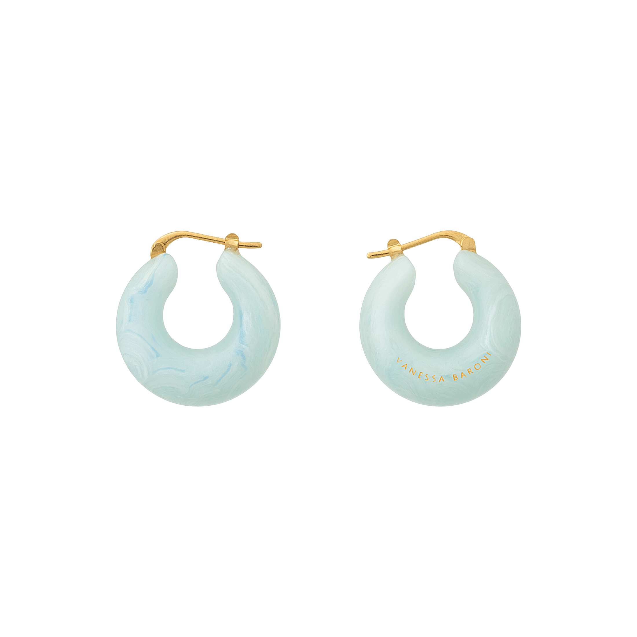 Vanessa Baroni Creolen Circlet, cloud marble, vergoldet