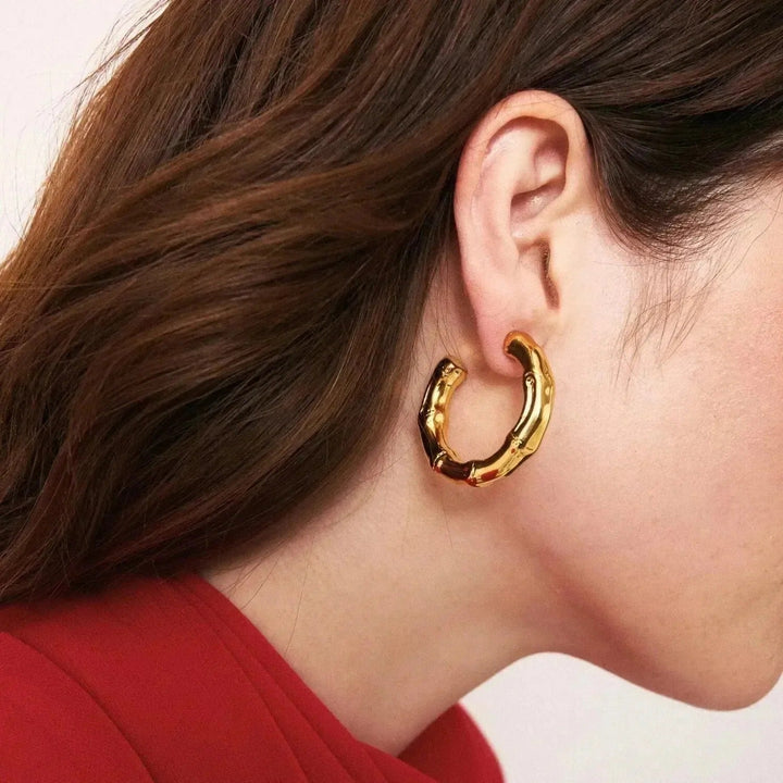 Vanessa Baroni Creolen Bamboo Small, gold, vergoldet