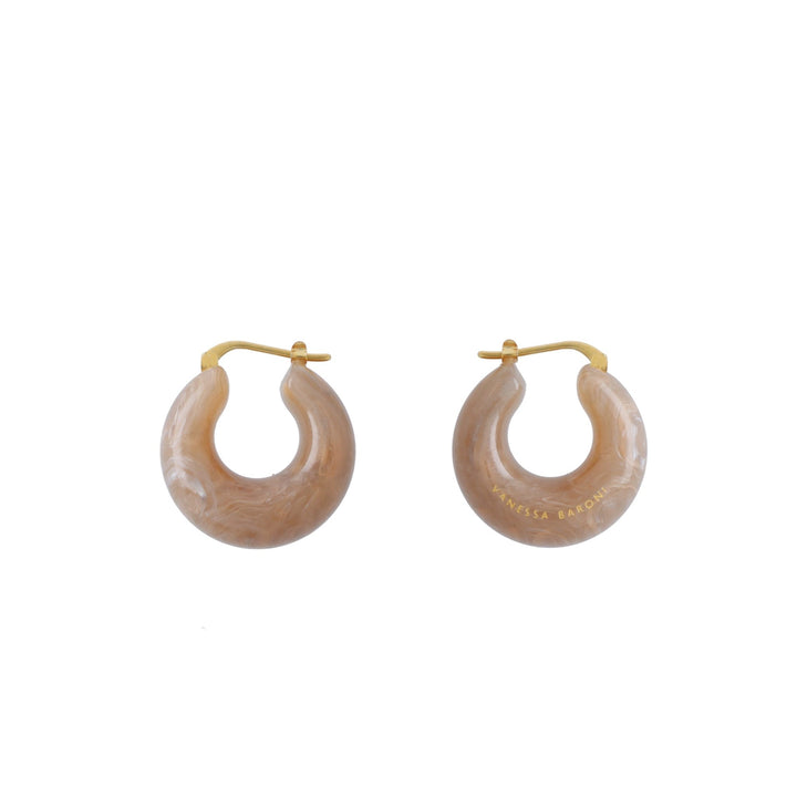 Vanessa Baroni Creolen Circlet, biancone marble, vergoldet