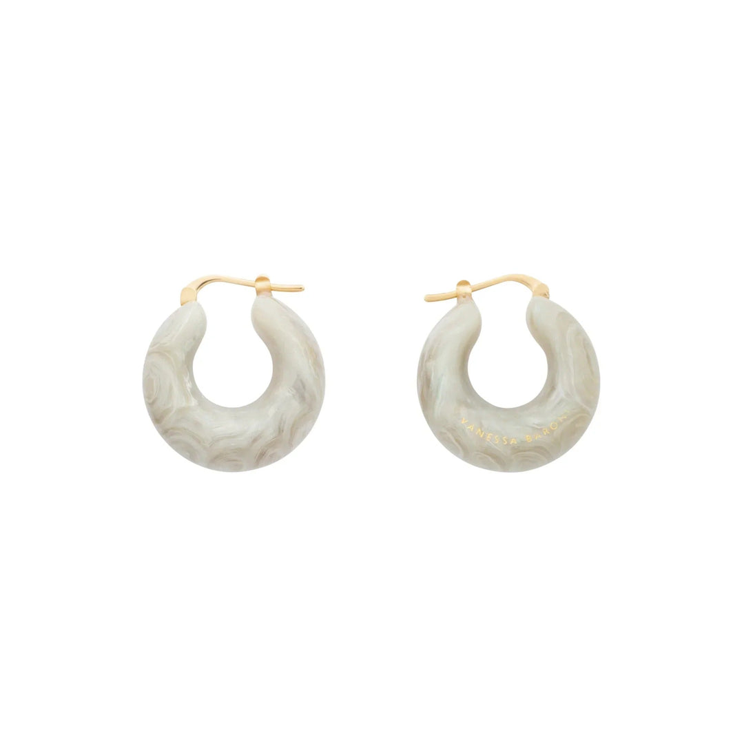 Vanessa Baroni Creolen Circlet, snow green marble, vergoldet