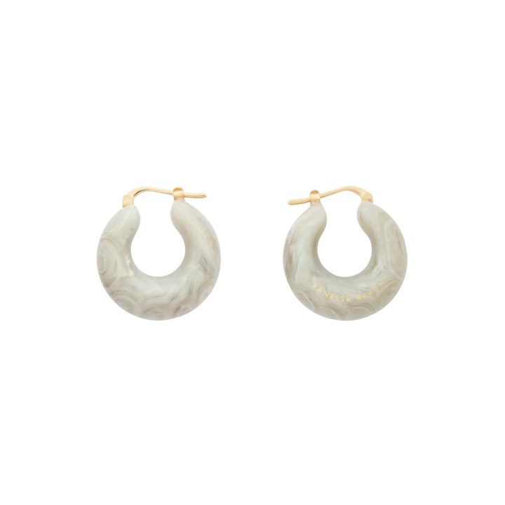Vanessa Baroni Creolen Circlet, snow green marble, vergoldet
