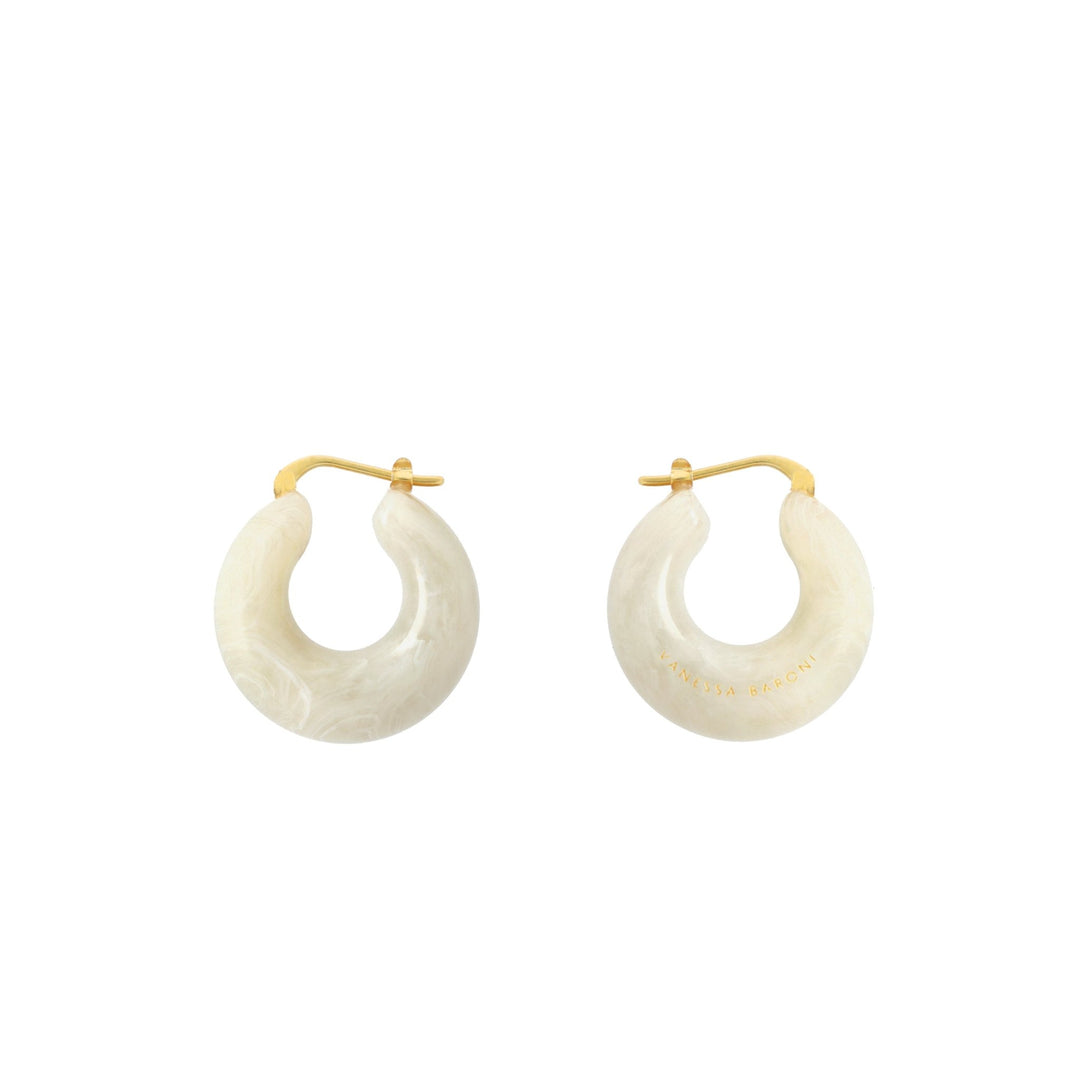 Vanessa Baroni Creolen Circlet, snow white marble, vergoldet