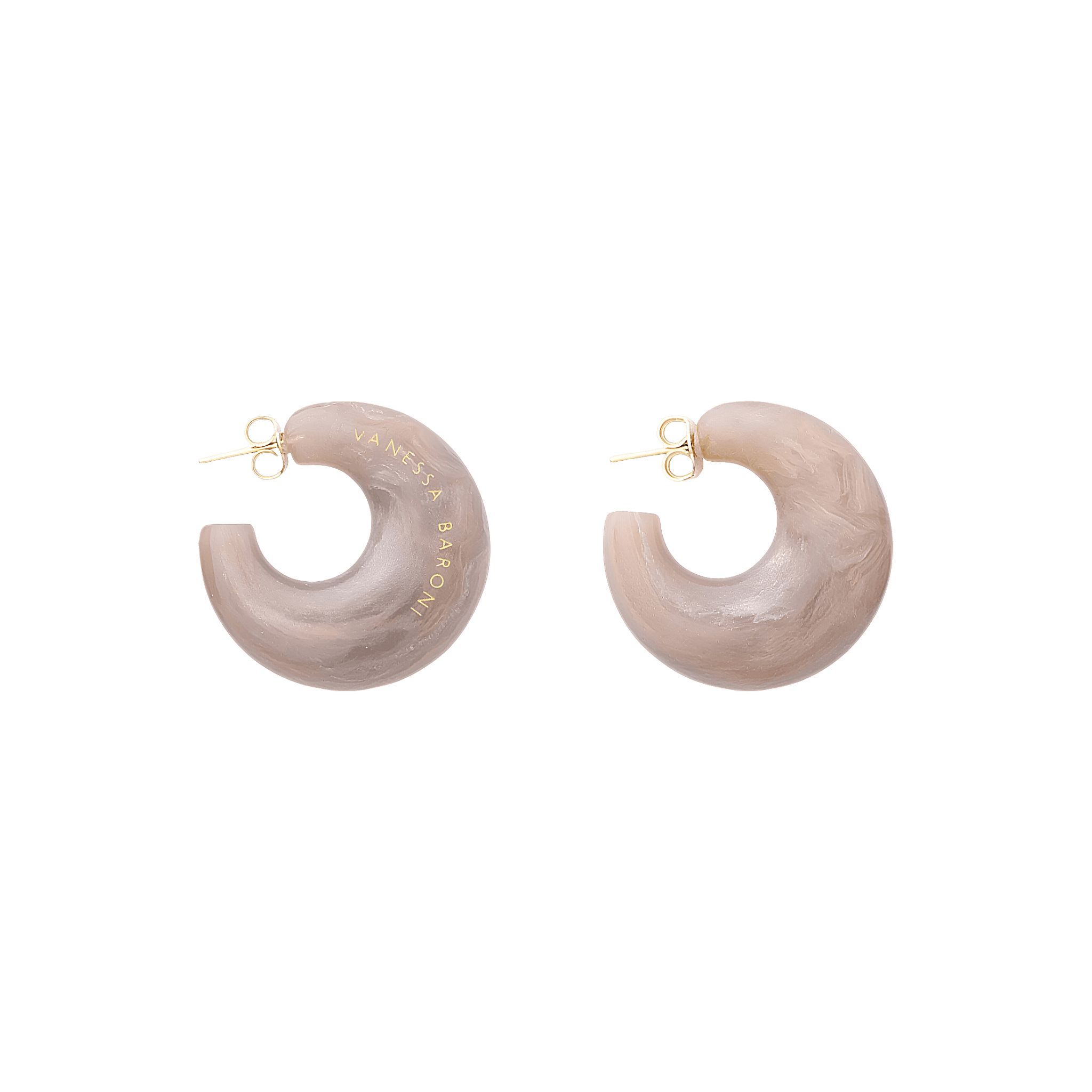 Vanessa Baroni Creolen Moon, biancone marble, vergoldet