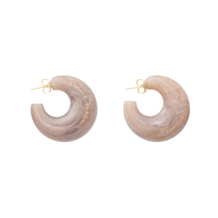 Vanessa Baroni Creolen Moon, biancone marble, vergoldet