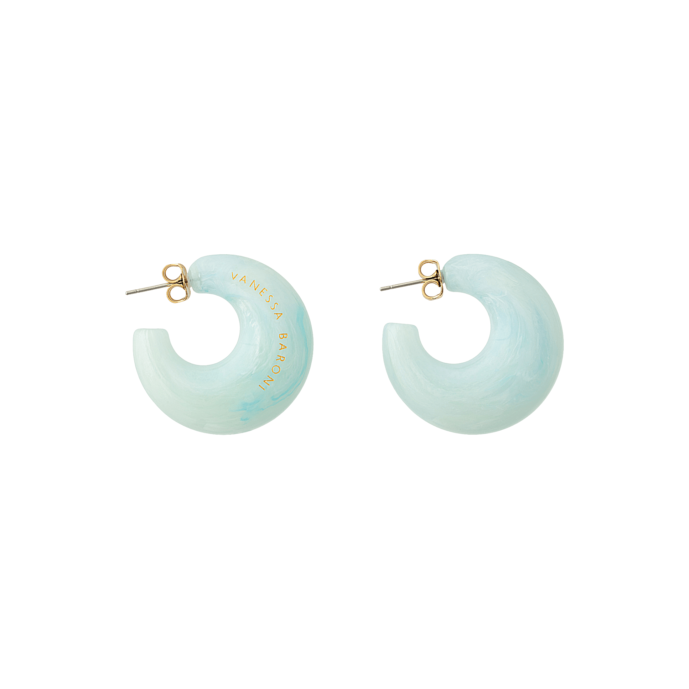 Vanessa Baroni Creolen Moon, cloud marble, vergoldet