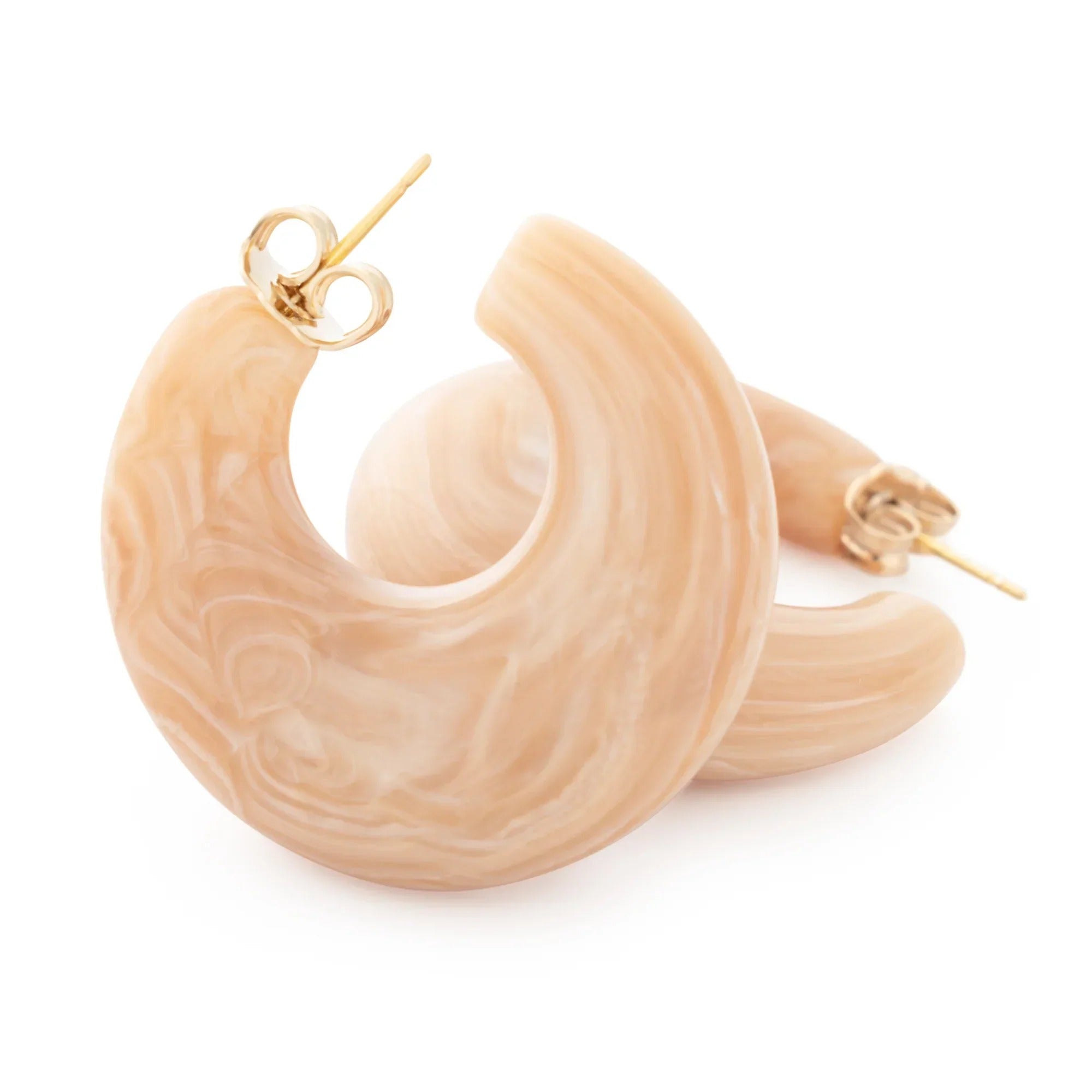 Vanessa Baroni Creolen Moon, creme brulee marble, vergoldet