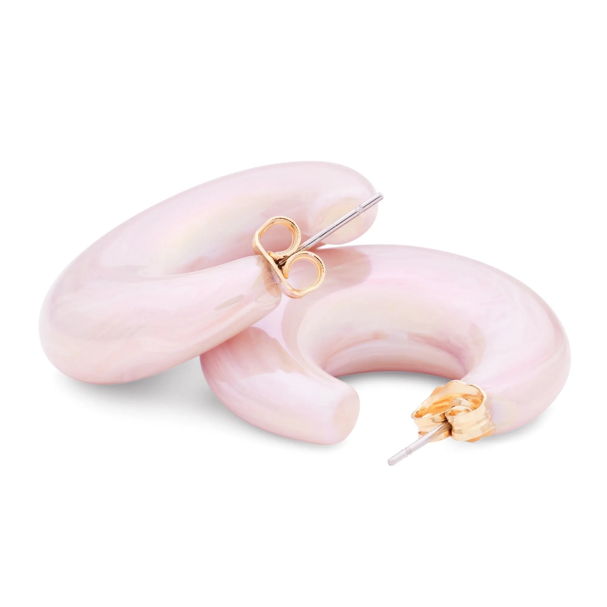 Vanessa Baroni Creolen Moon, iridescent rose, vergoldet