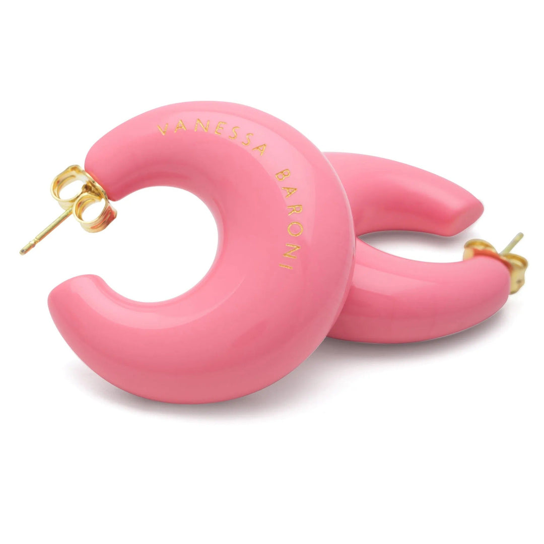 Vanessa Baroni Creolen Moon, raspberry, vergoldet