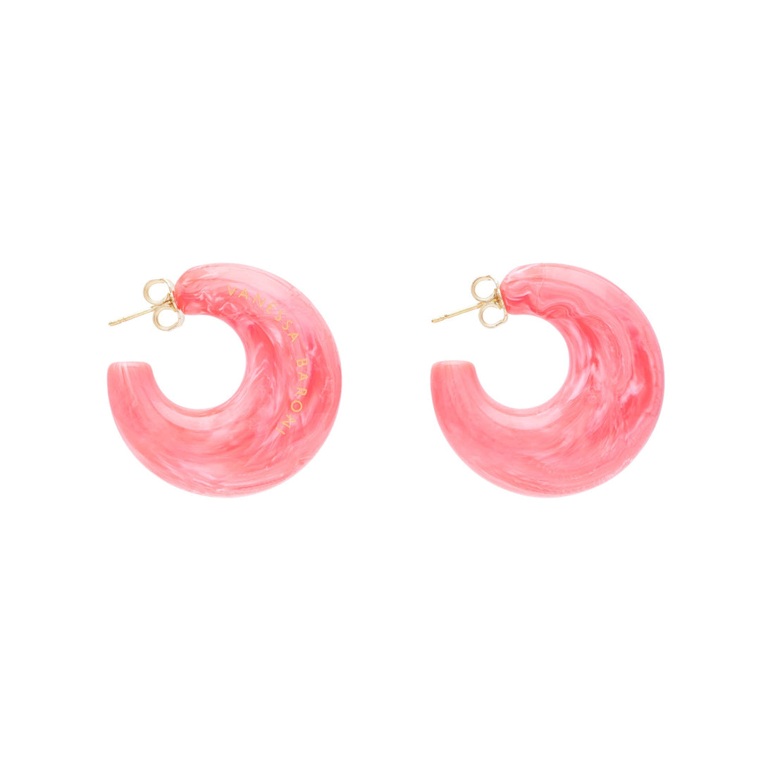 Vanessa Baroni Creolen Moon, strawberry icecream, vergoldet