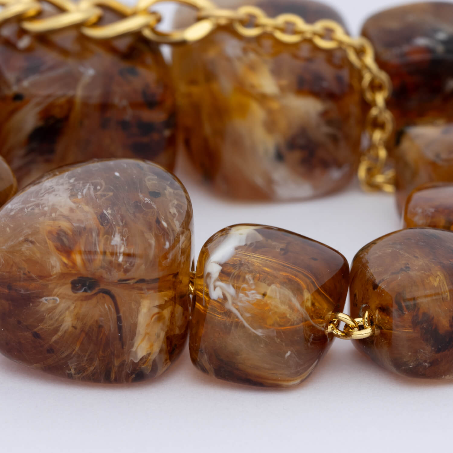 Vanessa Baroni Kette Big Organic Shaped, bernstein, vergoldet